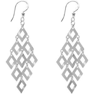 925 Sterling Silver Diamond-Shape Chandelier Geometric Drop Earrings for Women
